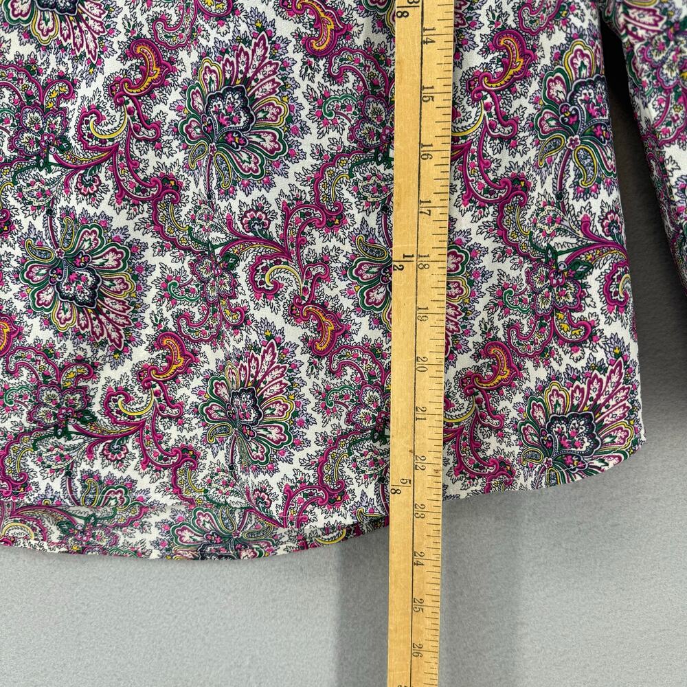 J. Crew Boho Tunic Top Women's L Petite Multicolor Print Long Sleeve V-Neck - Picture 8 of 9